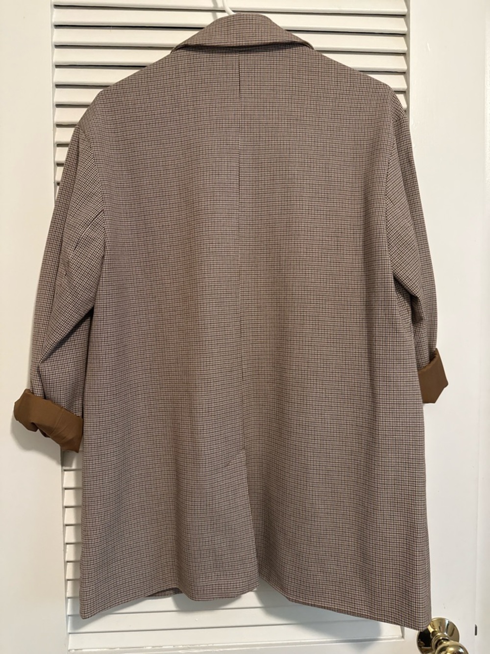 a.new day Tan Houndstooth Blazer with Warm Lining